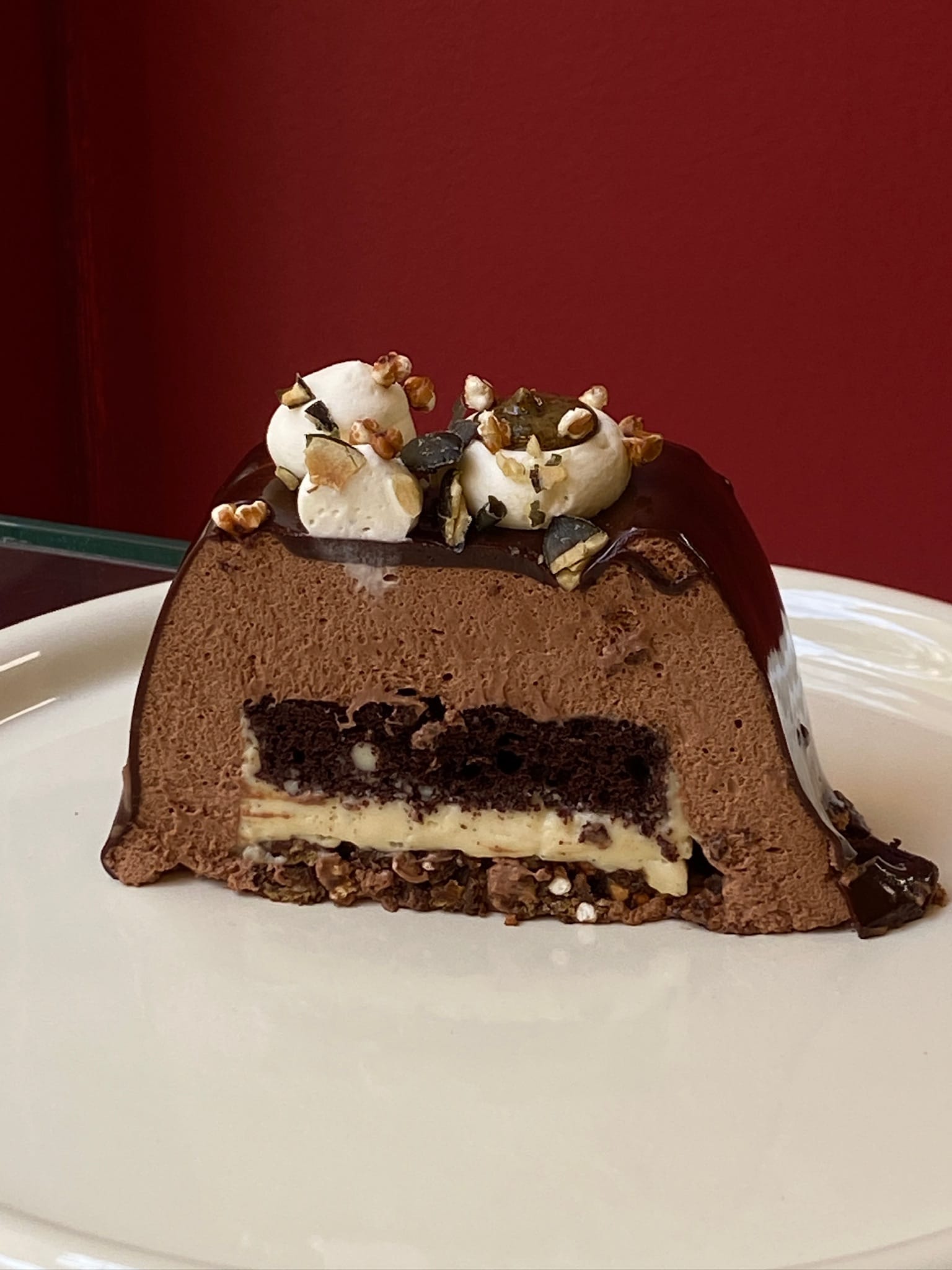 Bûche Chocolat, praliné graines de courge